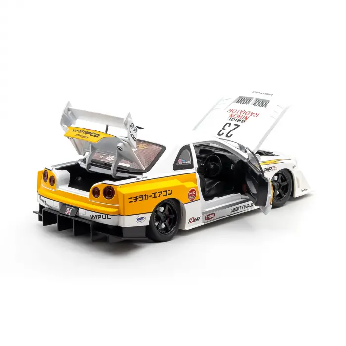 Hobbiez World 1:24 Nissan Skyline GT-R R34 Liberty Walk Beyaz - 1901-411A