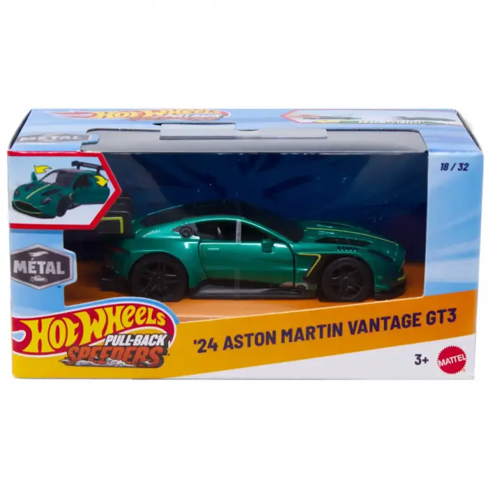 Hot Wheels 1:43 Pull-Back Speeders - 24 Aston Martin Vantage GT3 Model Araba