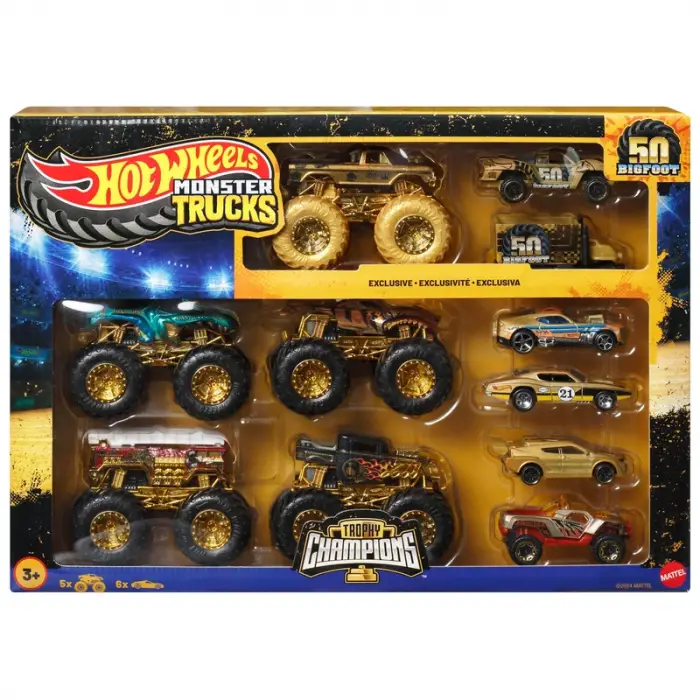 Hot Wheels Monster Trucks Trophy Champions Collection | Bigfoot 50. Yıl Özel Set (11 Parça)