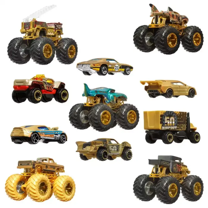 Hot Wheels Monster Trucks Trophy Champions Collection | Bigfoot 50. Yıl Özel Set (11 Parça)