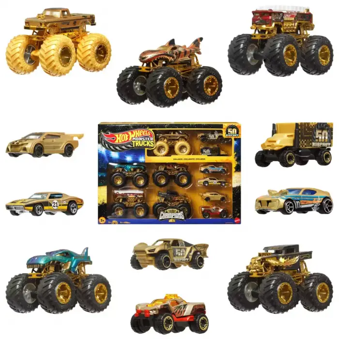Hot Wheels Monster Trucks Trophy Champions Collection | Bigfoot 50. Yıl Özel Set (11 Parça)