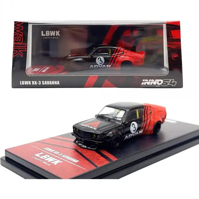 Inno 1/64 LBWK MAZDA RX3 SAVANNA ADVAN LIVERY IN64-LBWKRX3-02