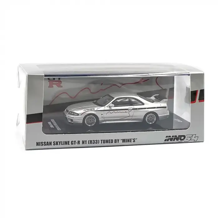Inno 1/64 Nissan Skyline GT-R (R33) Tuned by Mines Silver IN64-R33-MINES-S