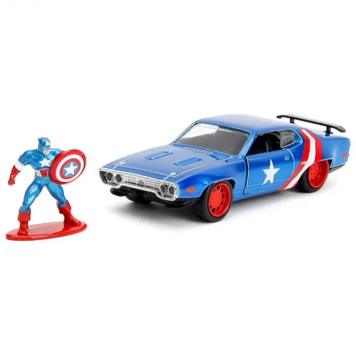 Jada Marvel Avengers 1:32 Diecast 1972 Plymouth GTX ve Captain America Figür