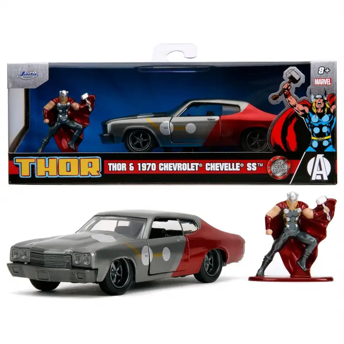 Jada Marvel Avengers 1:32 Thor & 1970 Chevrolet Chevelle SS Die-Cast Model Araba