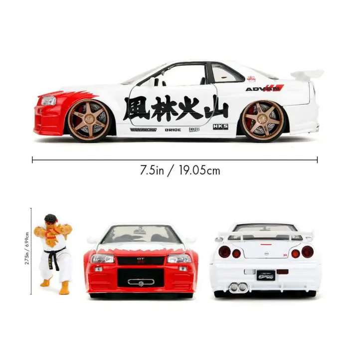 Jada Street Fighter Rye Figürü & Nissan Skyline GTR R34 - 253255071
