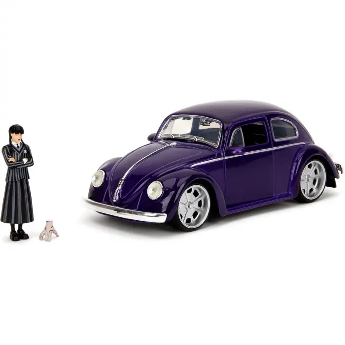 Jada Wednesday 1972 VW Beetle with Wednesday & Thing Figures