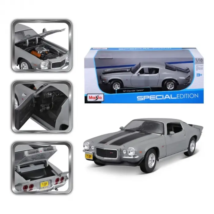 Maisto 1:18 1971 Chevrolet Camaro Diecast Model Araba Gri - 31131