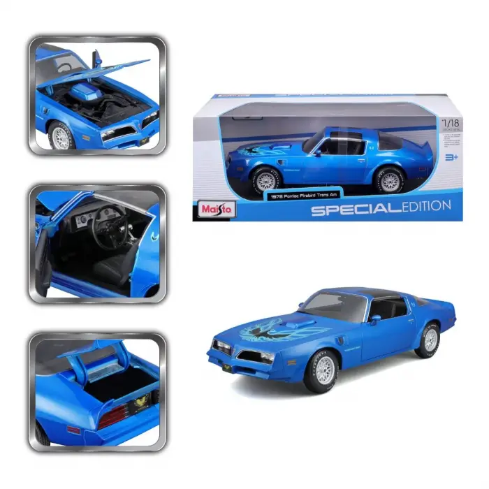 Maisto 1:18 1978 Pontiac Firebird Trans Am Diecast Model Araba Mavi - 31464