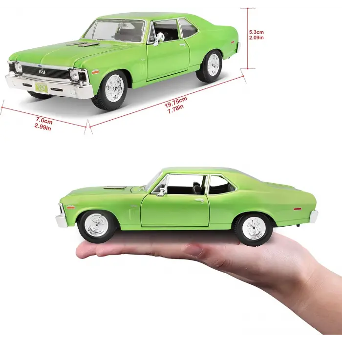 Maisto 1:24 Chevrolet Nova SS Diecast Model Araba Yeşil - 31262