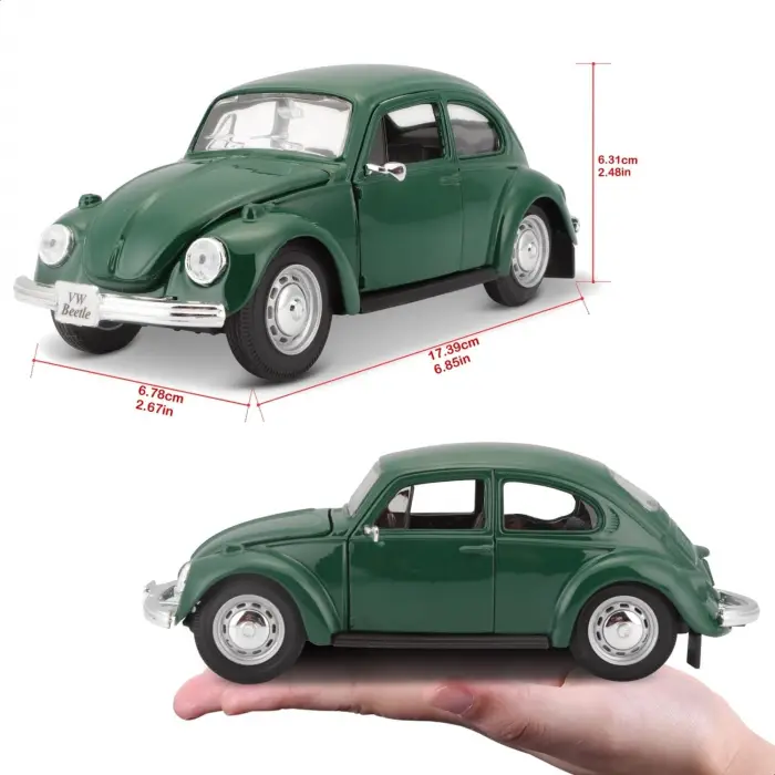 Maisto 1:24 Volkswagen Beetle Yeşil Metal Model Araba - 31926