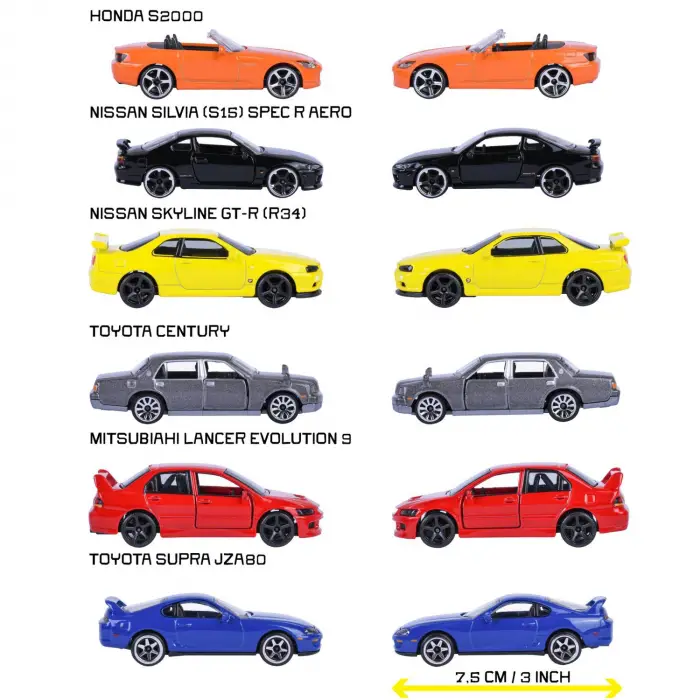 Majorette JDM Legends 7li Set 1:64 Die-Cast Model Araçlar - Chase Edition
