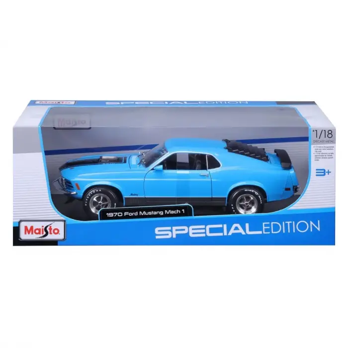 Maisto 1:18 1970 Ford Mustang Mack 1 Diecast Model Araba Mavi - 31453