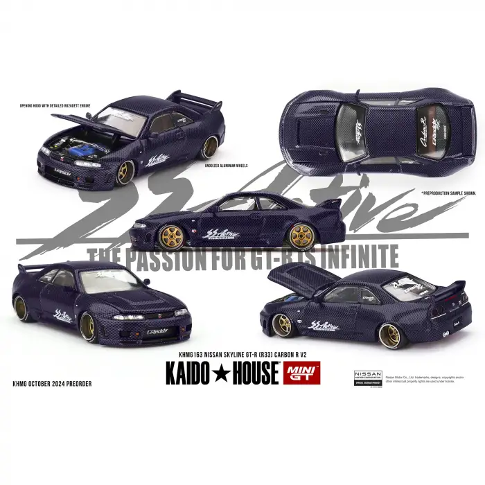 Mini GT 1/64 KaidoHouse Nissan Skyline GT-R (R33) Active Carbon R V2 - KHMG163