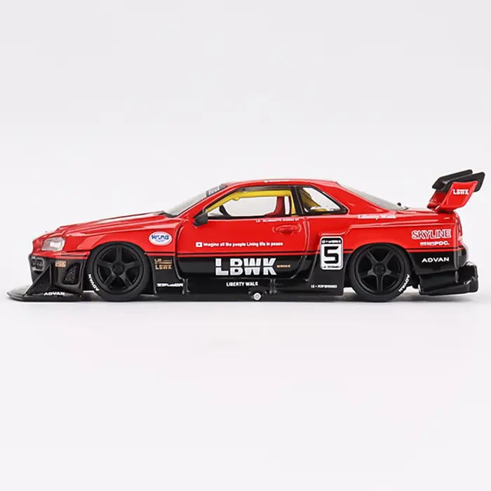 MINI GT: 1/64 Nissan LB-ER34 Super Silhouette SKYLINE Red/Black - Blister Paket - MGT00843-BL