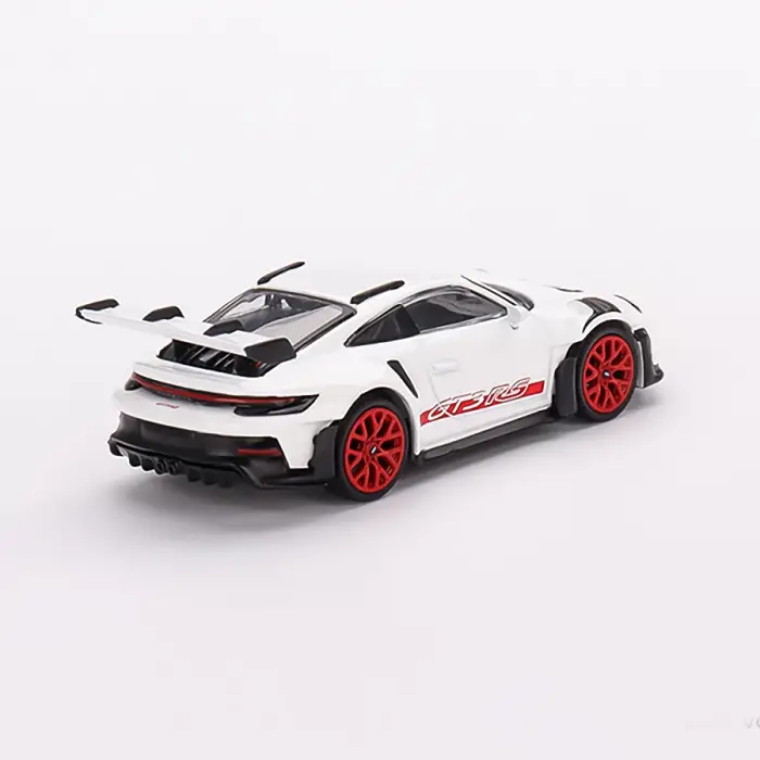 Mini GT 1/64 Porsche 911 (992) GT3 RS White with Pyro Red Accent Package - MGT00630
