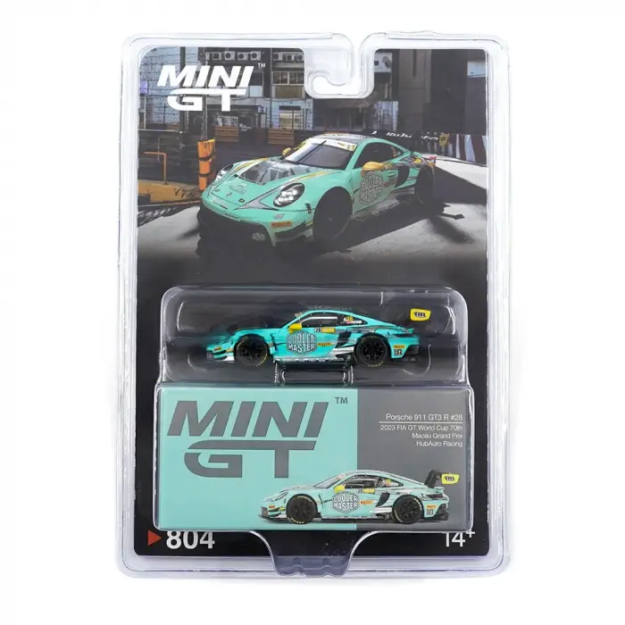 MINI GT: 1/64 Porsche 911 GT3 R #28 HubAuto Racing 2023 FIA GT World Cup 70th Macau Grand Prix - Blister Paket