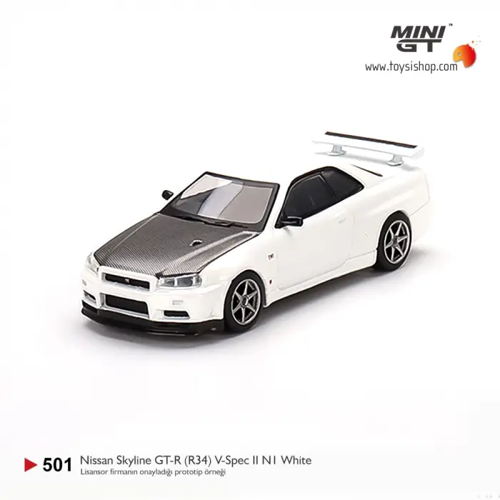 Mini GT Nissan Skyline GT-R (R34) V-Spec II N1 White- 501