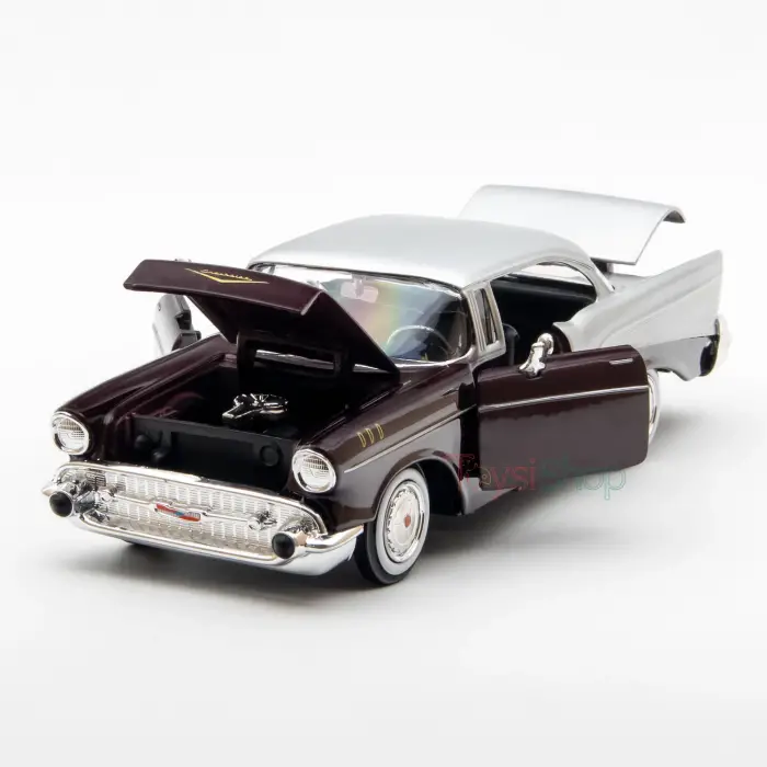 Motor Max 1:24 1957 Chevy Bel Air Mor Krom - 73228