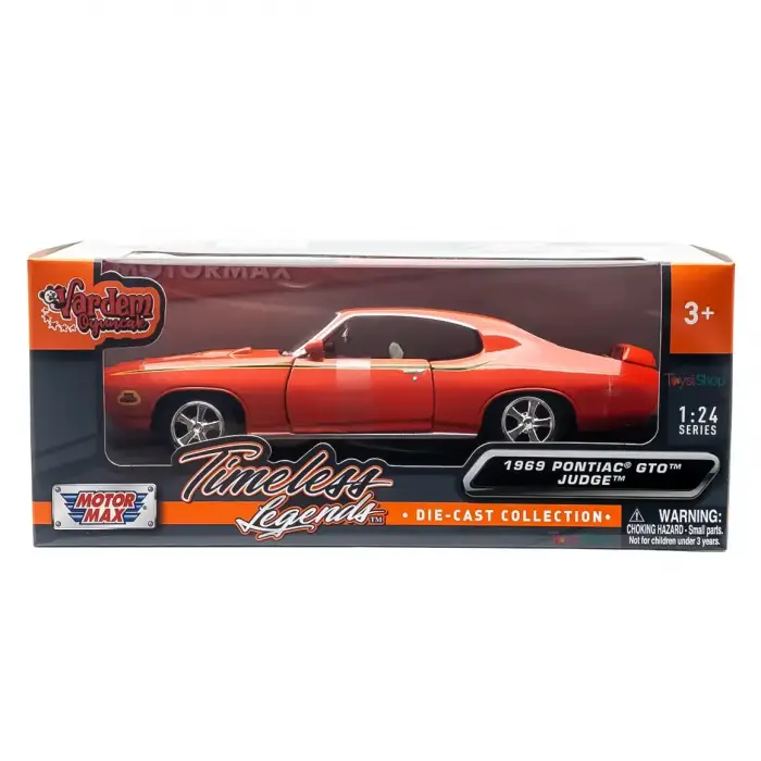 Motor Max 1-24 1969 Pontiac GTO Judge Diecast Model Araba Turuncu - 73242