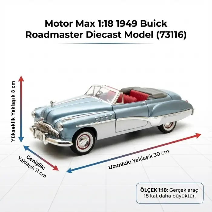 Motor Max 1:18 1949 Buick Roadmaster Diecast Model Araba - 73116