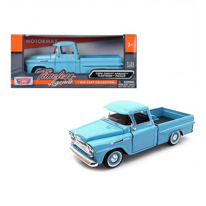 Motor Max 1:24 1958 Chevy Apache Fleetside Pickup Mavi - 79311