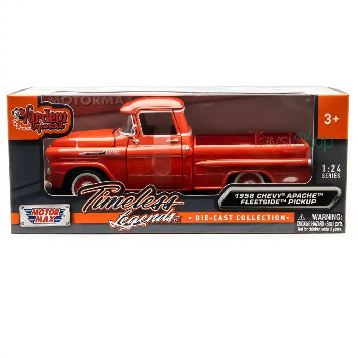 Motor Max 1:24 Chevy Apache Fleetside Picup Diecast Model Araba Turuncu, 79311