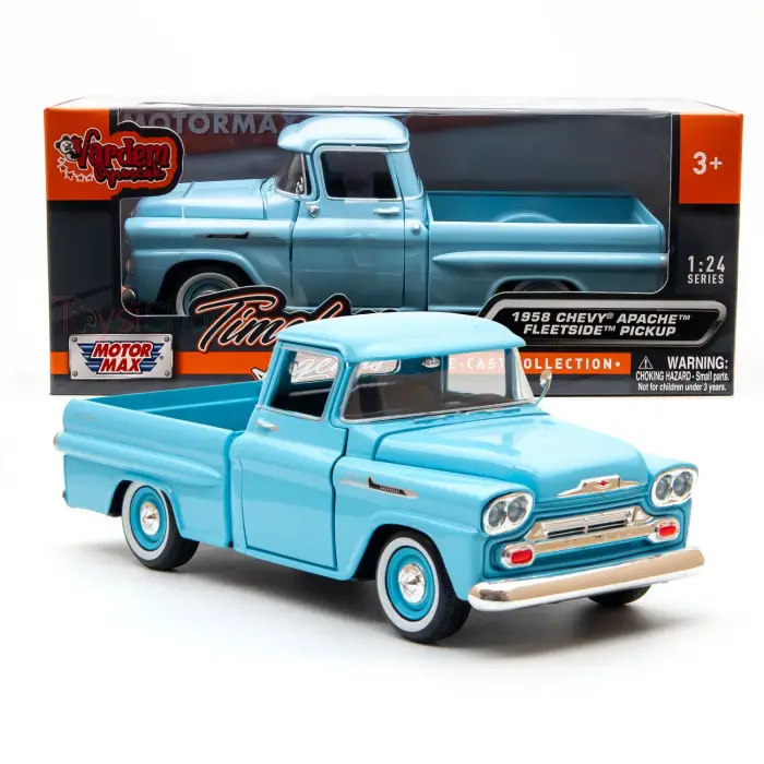 Motor Max 1:24 Chevy Apache Fleetside Pickup Mavi Diecast Model Araba Mavi, 79311
