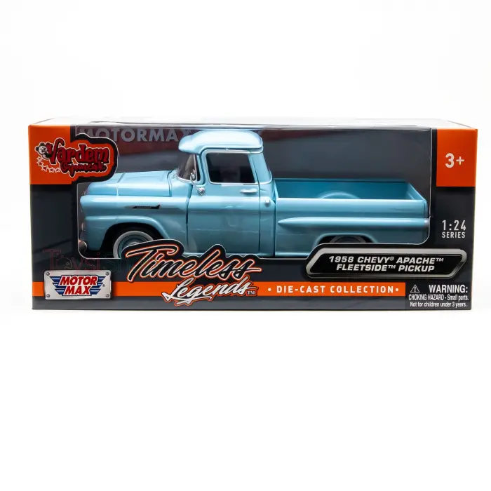 Motor Max 1:24 Chevy Apache Fleetside Pickup Mavi Diecast Model Araba Mavi, 79311