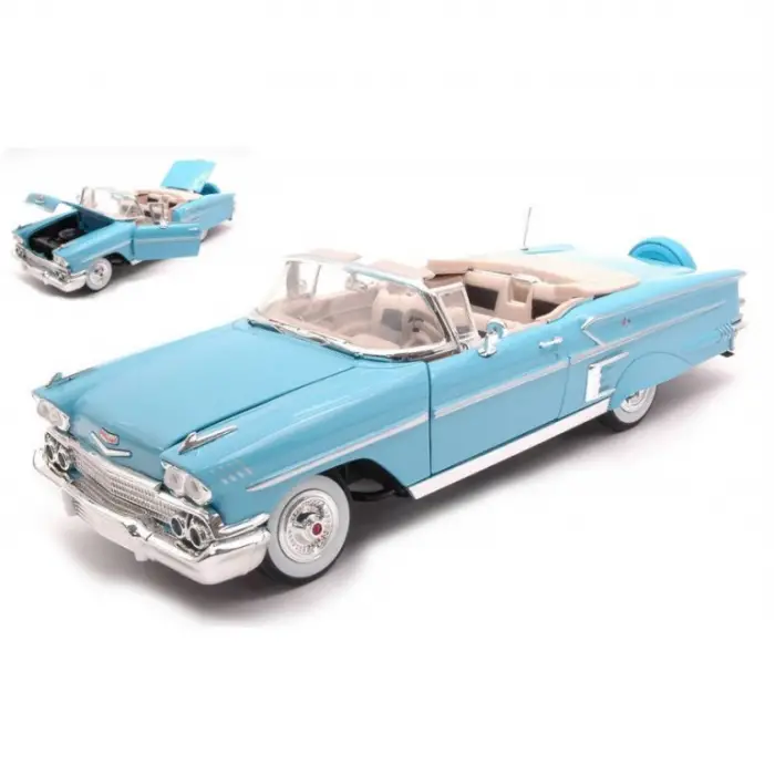 Motor Max 1958 1:18 Chevy Impala Diecast Model Araba Mavi - 73112