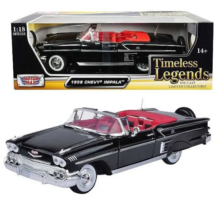 Motor Max 1958 1:18 Chevy Impala Diecast Model Araba Siyah - 73112