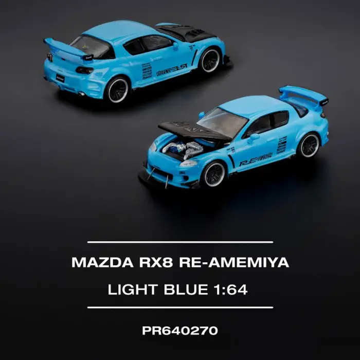 Pop Race 1/64 Mazda RX8 RE Amemiya  Light Blue PR64-270