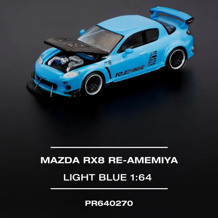 Pop Race 1/64 Mazda RX8 RE Amemiya  Light Blue PR64-270