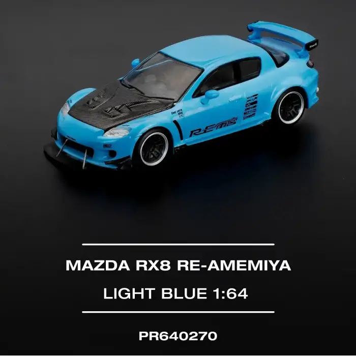 Pop Race 1/64 Mazda RX8 RE Amemiya  Light Blue PR64-270