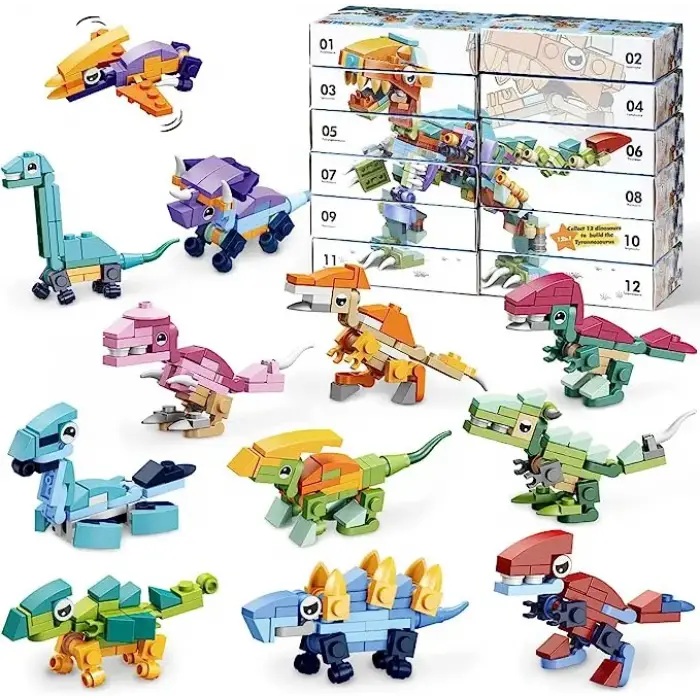 Bricks - 12 in 1 Dinozor Yapım Seti - Blok Oyuncak SM195B