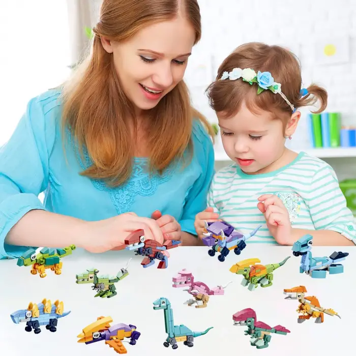 Bricks - 12 in 1 Dinozor Yapım Seti - Blok Oyuncak SM195C