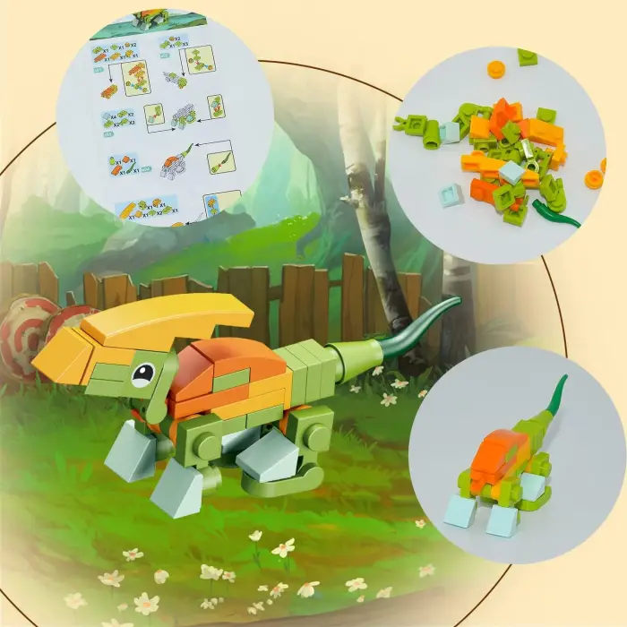 Bricks - 12 in 1 Dinozor Yapım Seti - Blok Oyuncak SM195B