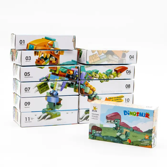 Bricks - 12 in 1 Dinozor Yapım Seti - Blok Oyuncak SM195B