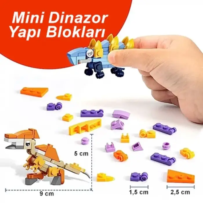 Bricks - 12 in 1 Dinozor Yapım Seti - Blok Oyuncak SM195C