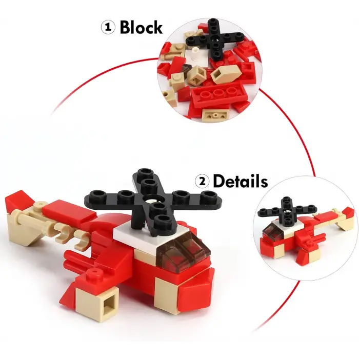 İdeas -Blok Oyuncak Yapım İkili Set - Pervaneli Uçak, Hücüm Bot Bir Arada 207B+ 208B