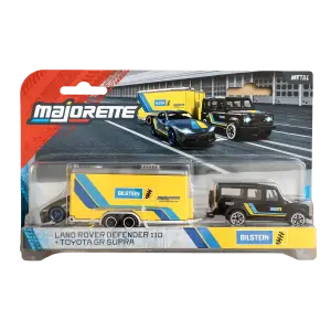 Majorette Racing Deluxe Trailer, Land Rover Defender 110 & Toyota GR Supra