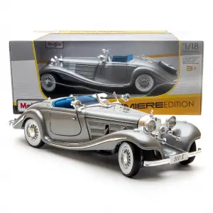 Maisto Premiere Edition 1:18 1936 Mercedes Benz 500 K Typ Specialroadster Gri - 36055