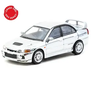 Tarmac Works 1/64 Mitsubishi Lancer GSR Evolution IV Silver with Tarmac Cards - GLOBAL64 T64G-076-SL