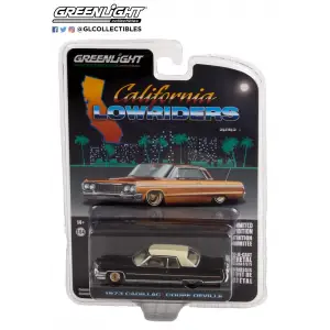 Greenlight 1/64 California Lowriders Series 1 - 1973 Cadillac Coupe deVille - Black with Gold Wheels Solid Pack 63010-E