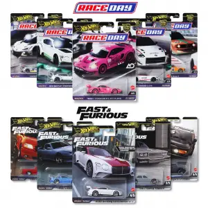Hot Wheels İki Set Bir Arada - RaceDay Chase Set ve Fast Furious Set Mix 4 - 979H
