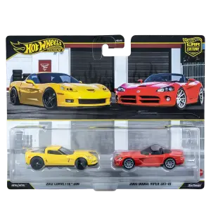 Hot Wheels Premium İkili Paket 2012 Corvette Z06 - 2003 Dodge Viper SRT-10 - HBL96 - JHW54