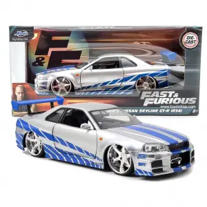 Jada Fast & Furious Brian’s Nissan Skyline GT-R (BNR34) 1:24 Gümüş-Mavi 97158