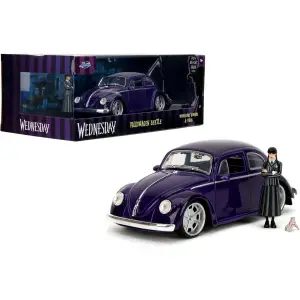 Jada Wednesday 1972 VW Beetle with Wednesday & Thing Figures