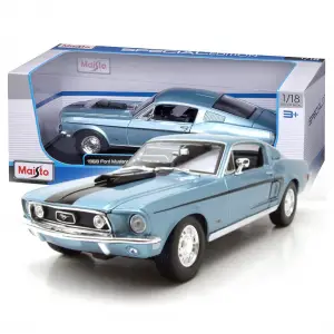 Maisto 1:18 1968 Ford Mustang GT Cobra Jet Diecast Model Araba Mavi - 31167