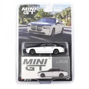 Mini GT 1/64 BMW i7 xDrive60 Alpine White / Black Sapphire MGT00959-BL